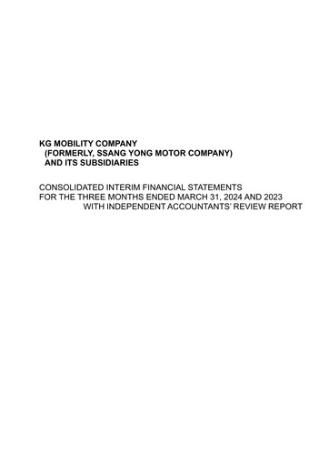 Miniature KG Mobility (SsangYong Motor) Rapport trimestriel 2024-q1
