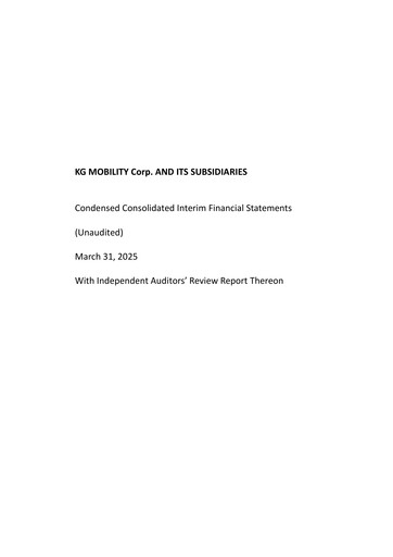 Miniature KG Mobility (SsangYong Motor) Rapport trimestriel 2025-q1