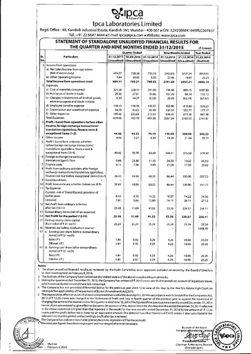 Thumbnail Ipca Laboratories
 Quarterly Report 2015-q3