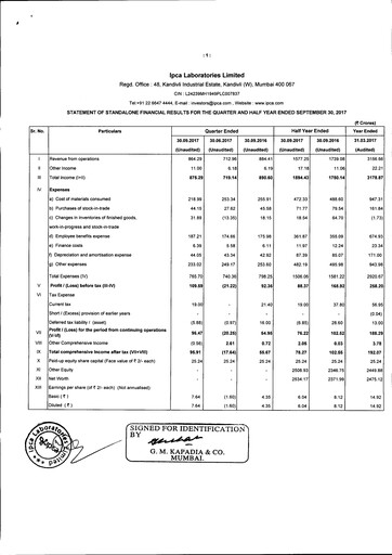 Thumbnail Ipca Laboratories
 Quarterly Report 2017-q2