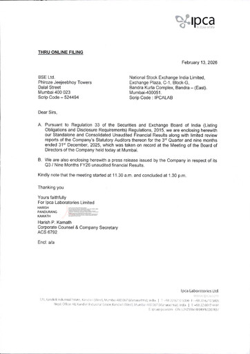 Thumbnail Ipca Laboratories
 Quarterly Report 2025-q3