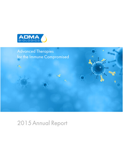 Vorschaubild ADMA Biologics
 Jahresbericht 2015
