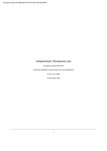 Miniature Adaptimmune Therapeutics Rapport financier 2025