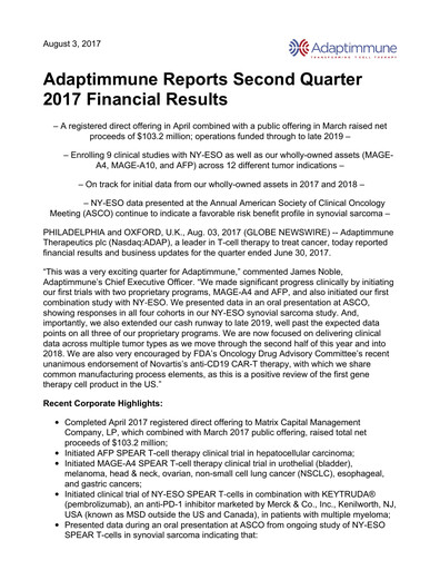 Thumbnail Adaptimmune Therapeutics Quarterly Report 2017-q2