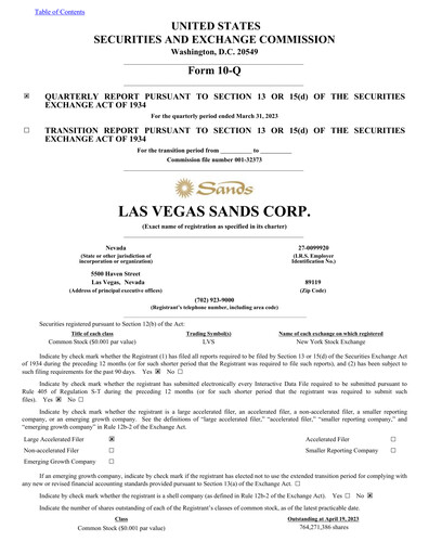 Thumbnail Las Vegas Sands Quarterly Report 2023-q1