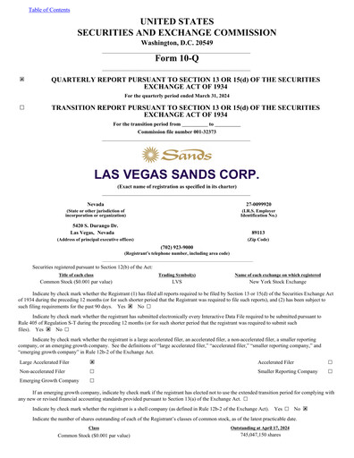 Thumbnail Las Vegas Sands Quarterly Report 2024-q1