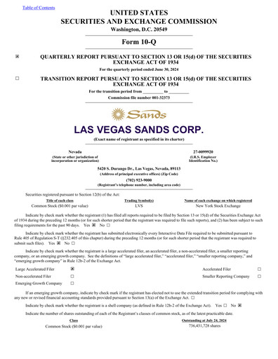 Thumbnail Las Vegas Sands Quarterly Report 2024-q2