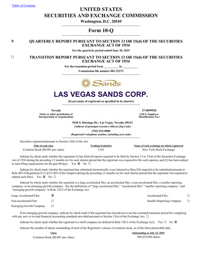 Thumbnail Las Vegas Sands Quarterly Report 2025-q2