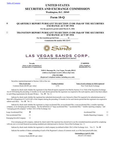 Thumbnail Las Vegas Sands Quarterly Report 2026-q1