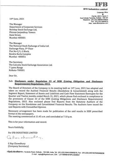 Miniature IFB Industries Rapport trimestriel 2021-q4