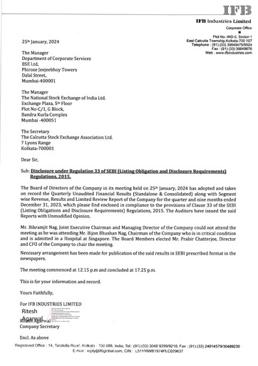 Miniature IFB Industries Rapport trimestriel 2024-q3