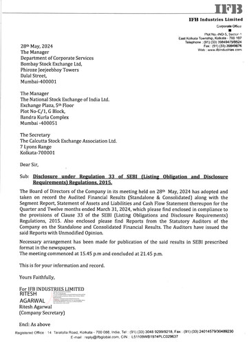 Miniature IFB Industries Rapport trimestriel 2024-q4