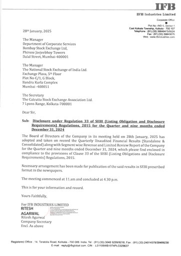 Miniature IFB Industries Rapport trimestriel 2025-q3