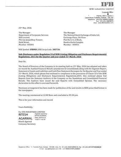 Miniature IFB Industries Rapport trimestriel 2026-q4