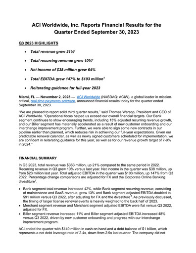 Thumbnail ACI Worldwide
 Quarterly Report 2023-q3