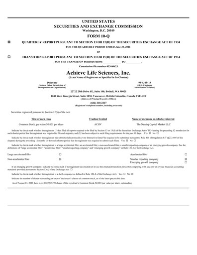 Vorschaubild Achieve Life Sciences
 Quartalsbericht 2026-q2