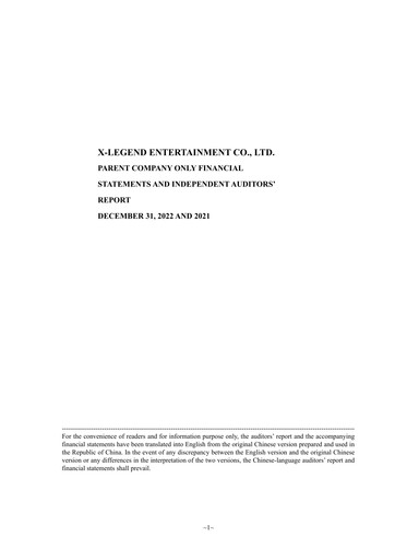 Thumbnail X-Legend Entertainment Financial Statement 2022