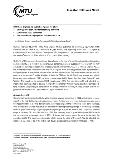 Thumbnail MTU Aero Engines
 Financial Report 2021