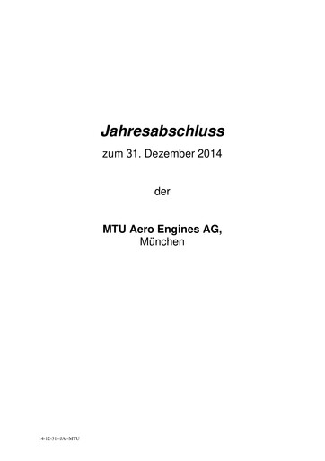 Thumbnail MTU Aero Engines
 Financial Statement 2014