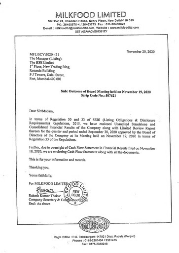 Thumbnail Milkfood Limited Quarterly Report 2020-q3