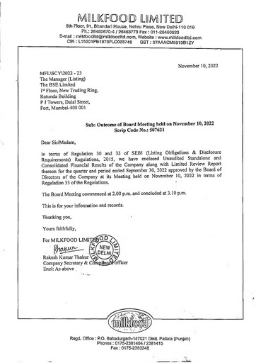 Thumbnail Milkfood Limited Quarterly Report 2022-q3