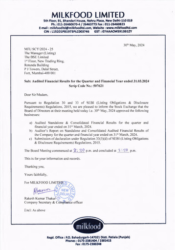 Thumbnail Milkfood Limited Quarterly Report 2024-q1