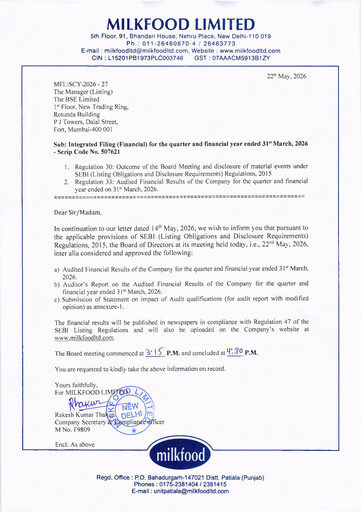Thumbnail Milkfood Limited Quarterly Report 2026-q4