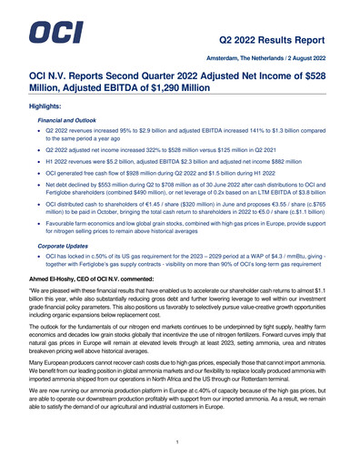 Miniature OCI Rapport trimestriel 2022-q2