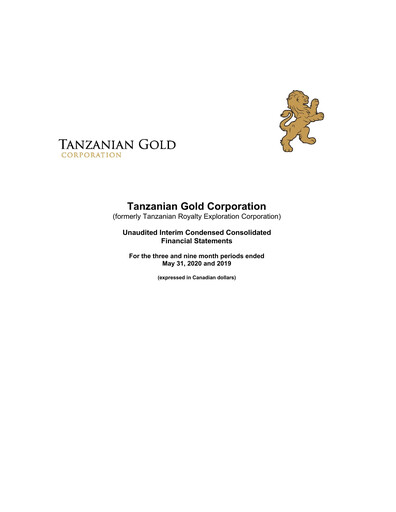 Thumbnail Tanzanian Gold Corporation Quarterly Report 2020-q3