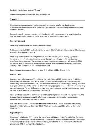 Thumbnail Bank of Ireland Group Quarterly Report 2019-q1