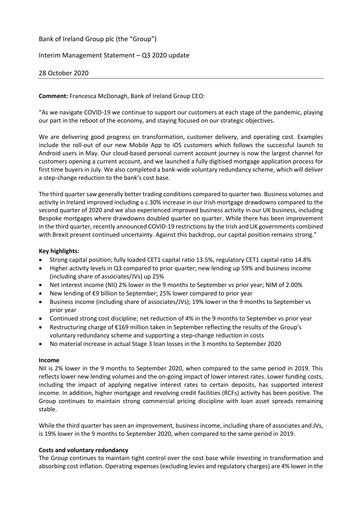 Thumbnail Bank of Ireland Group Quarterly Report 2020-q3