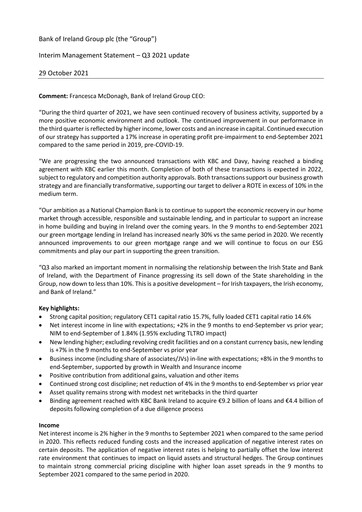 Thumbnail Bank of Ireland Group Quarterly Report 2021-q3