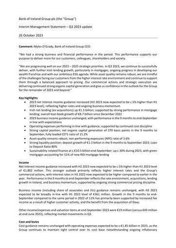 Thumbnail Bank of Ireland Group Quarterly Report 2023-q3