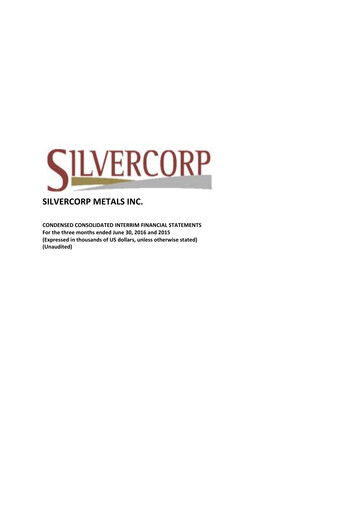 Thumbnail Silvercorp Metals
 Quarterly Report fy2017-q1