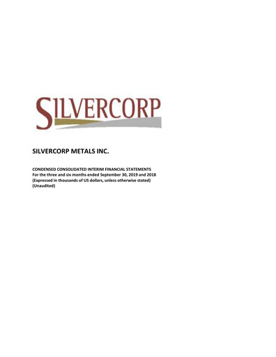 Thumbnail Silvercorp Metals
 Quarterly Report fy2020-q2