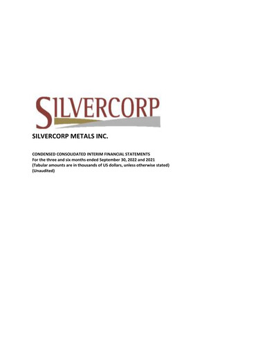 Thumbnail Silvercorp Metals
 Quarterly Report fy2023-q2