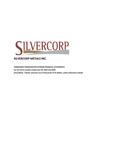 Thumbnail Silvercorp Metals
 Quarterly Report fy2026-q1