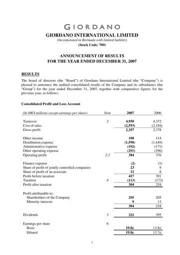 Miniature Giordano Rapport financier 2007