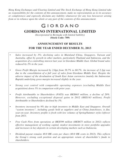 Miniature Giordano Rapport financier 2013
