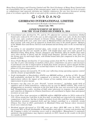 Miniature Giordano Rapport financier 2014