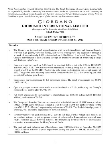 Miniature Giordano Rapport financier 2023