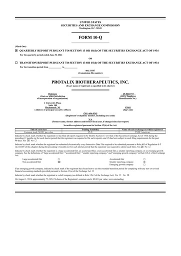 Thumbnail Protalix BioTherapeutics
 Quarterly Report 2024-q2