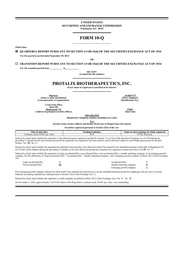 Thumbnail Protalix BioTherapeutics
 Quarterly Report 2024-q3