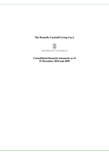 Thumbnail Brunello Cucinelli Financial Statement 2009-2010