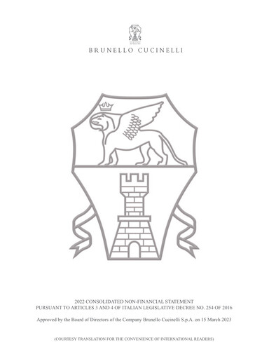 Miniature Brunello Cucinelli Rapport de durabilité 2022