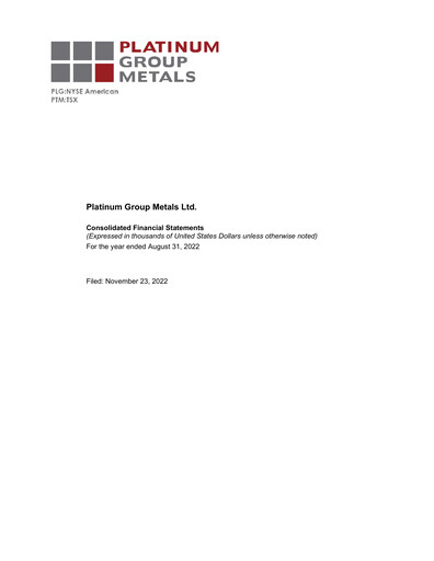 Thumbnail Platinum Group Metals
 Financial Statement fy2022