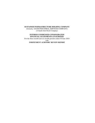 Thumbnail Sustained Infrastructure Holding Company (sisco) Quarterly Report 2024-q2