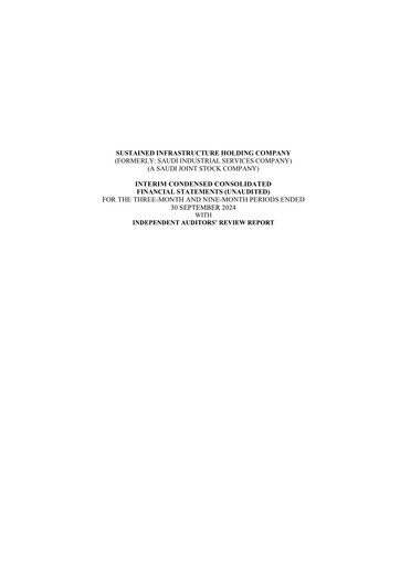 Thumbnail Sustained Infrastructure Holding Company (sisco) Quarterly Report 2024-q3