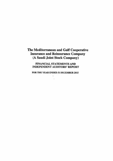 Thumbnail Medgulf (The Mediterranean and Gulf Cooperative Insurance and Reinsurance Company) Financial Statement 2015