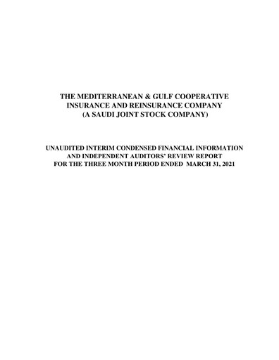 Thumbnail Medgulf (The Mediterranean and Gulf Cooperative Insurance and Reinsurance Company) Quarterly Report 2021-q1